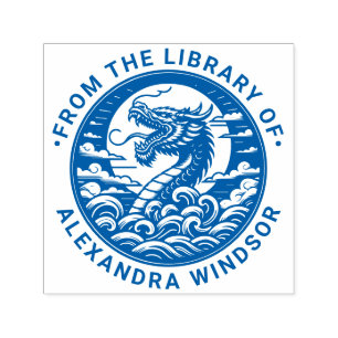 Mystieke Draak Silhouet #9 Bibliotheek Boek Naam Zelfinktende Stempel