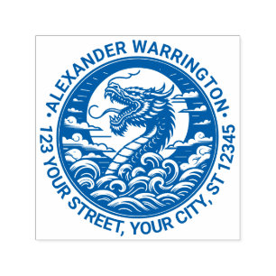 Mystieke Draak Silhouet #9 Naam Retouradres Zelfinktende Stempel