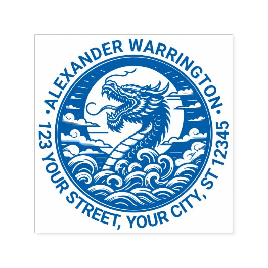 Mystieke Draak Silhouet #9 Naam Retouradres Zelfinktende Stempel (Design)