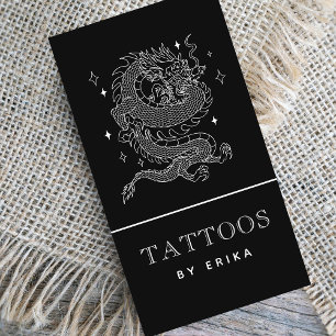 Mystieke Draak Zwart & Wit Tattoo-artiest Modern Visitekaartje
