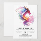 Mystieke Dragon Afdrukbare Verjaardag Kaart (Voorkant / Achterkant)