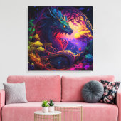 Mystieke Dragon Enchanted Forest Fantasy Art Canvas Afdruk (Insitu (Woonkamer))