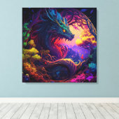 Mystieke Dragon Enchanted Forest Fantasy Art Canvas Afdruk (Insitu (Houten vloer))