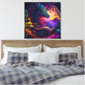 Mystieke Dragon Enchanted Forest Fantasy Art Canvas Afdruk (Insitu (Slaapkamer))
