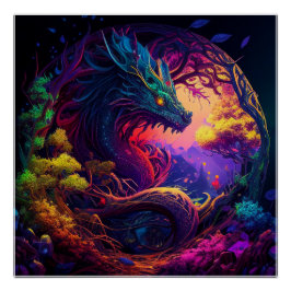 Mystieke Dragon Enchanted Forest Fantasy Perfect Poster
