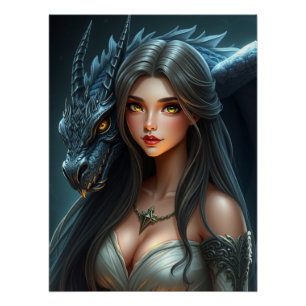 Mystieke Dragon Fantasy Art Perfect Poster