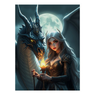 Mystieke Dragon Fantasy Art Perfect Poster