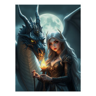 Mystieke Dragon Fantasy Art Perfect Poster