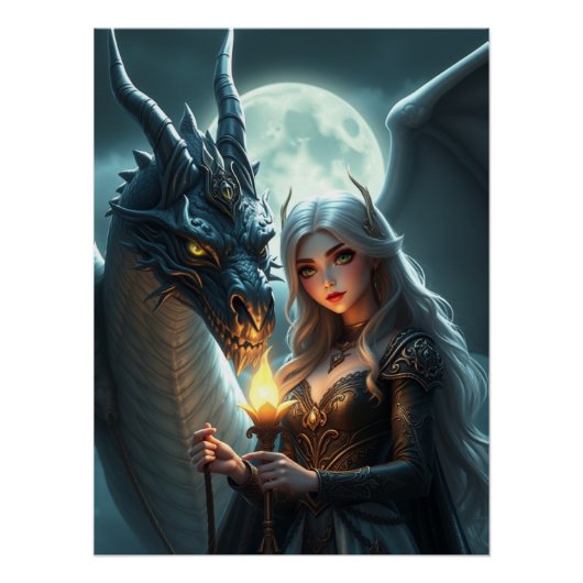 Mystieke Dragon Fantasy Art Perfect Poster (Voorkant)