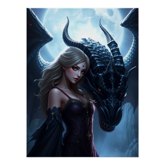 Mystieke Dragon Fantasy Art Perfect Poster (Voorkant)