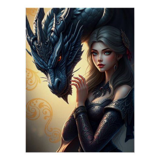 Mystieke Dragon Fantasy Art Perfect Poster (Voorkant)