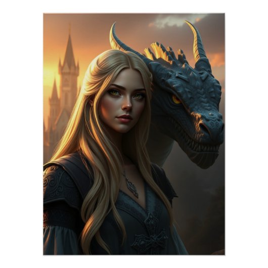 Mystieke Dragon Fantasy Art Perfect Poster (Voorkant)