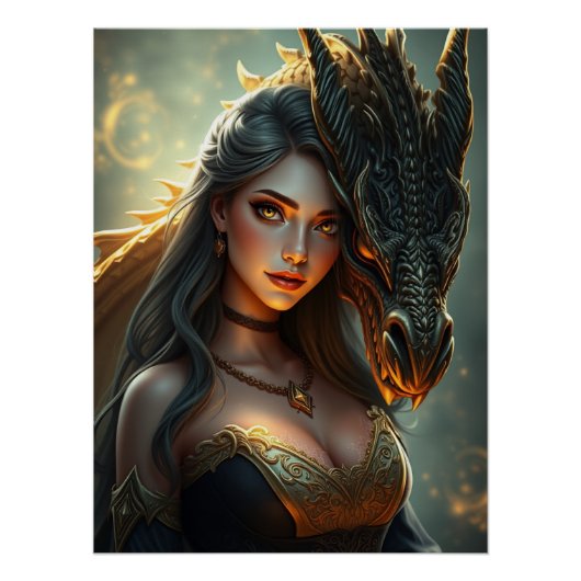 Mystieke Dragon Fantasy Art Perfect Poster (Voorkant)