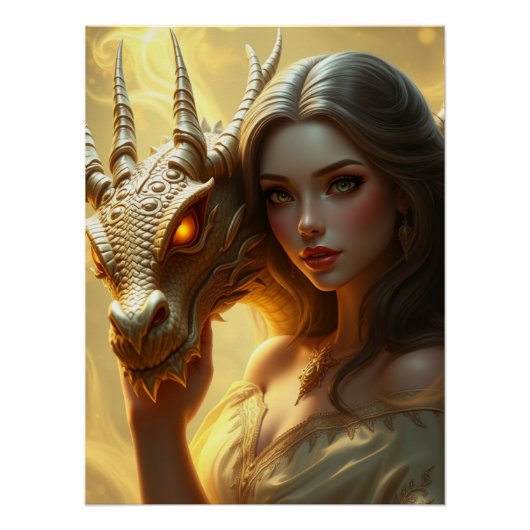 Mystieke Dragon Fantasy Art Perfect Poster (Voorkant)