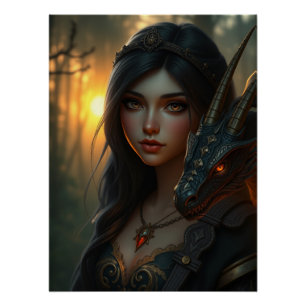 Mystieke Dragon Fantasy Art Perfect Poster
