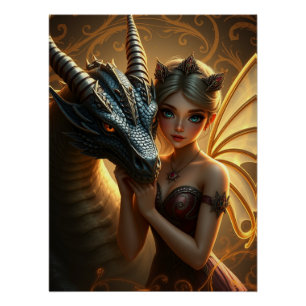 Mystieke Dragon Fantasy Art Perfect Poster