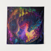 Mystieke Dragon Fantasy Kleurrijke Doek Wandkleed (Voorkant (horizontaal))