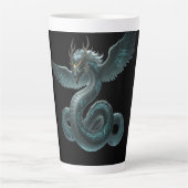 Mystieke Drakenmok – Blauwe & Groene Fantasie Latte Mok (Voorkant)