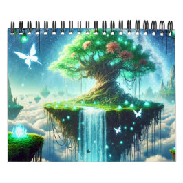Mystieke drijvende eiland kalender