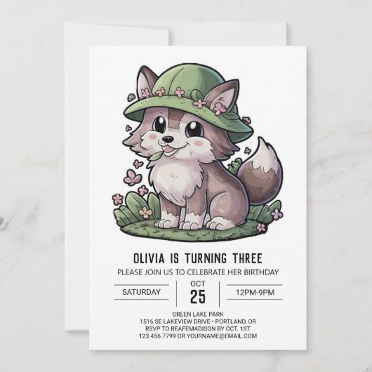 Mystieke Dromerige Digitale Wolf Verjaardag Kaart (Voorkant)