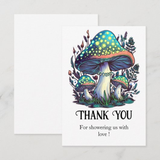 Mystieke dromerige paddenstoel Baby shower Bedankkaart (Voorkant / Achterkant)