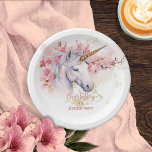 Mystieke Eenhoorn Bloemen Meisje 4e Verjaardagsfee Papieren Bordje<br><div class="desc">Introductie van onze boeiende mystieke eenhoorn en roze bloemige meisje 4e verjaardag partij ontwerp. Dompel jezelf onder in een wereld van betovering terwijl je je voorbereidt om je kleintje te vieren. Dit prachtige collectie heeft een majestueuze eenhoorn als middelpunt, sierlijk versierd met delicate roze bloemetjes en geplaatst tegen een achtergrond...</div>