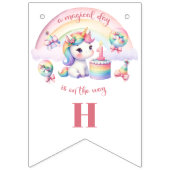 Mystieke Eenhoorn Bloemmeisje 1e Verjaardagsfeest Vlaggetjes (Eerste vlag)