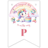 Mystieke Eenhoorn Bloemmeisje 1e Verjaardagsfeest Vlaggetjes (Derde vlag)