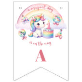 Mystieke Eenhoorn Bloemmeisje 1e Verjaardagsfeest Vlaggetjes (Tweede vlag)