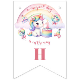 Mystieke Eenhoorn Bloemmeisje 1e Verjaardagsfeest Vlaggetjes