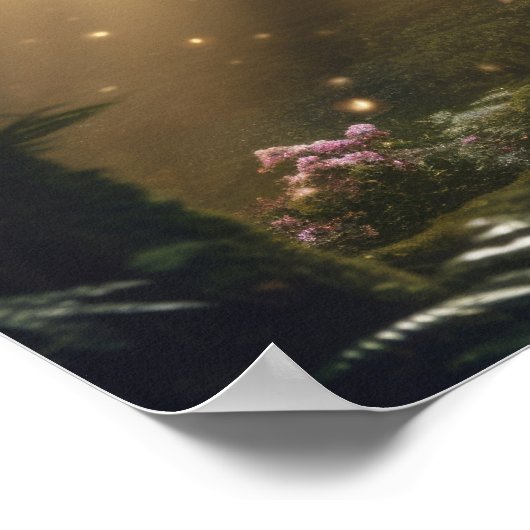 Mystieke Eenhoorn In Betoverd Bos - Fantasy Art Poster (Hoek)