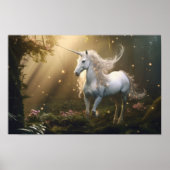 Mystieke Eenhoorn In Betoverd Bos - Fantasy Art Poster (Voorkant)