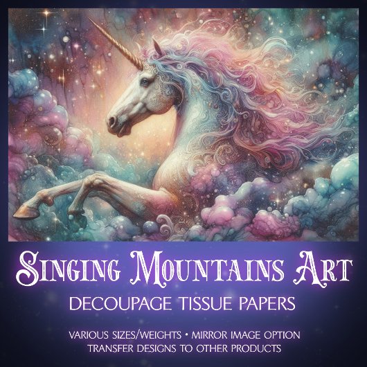 Mystieke Eenhoorn in Wolken Fantasy Art Decoupage Tissuepapier