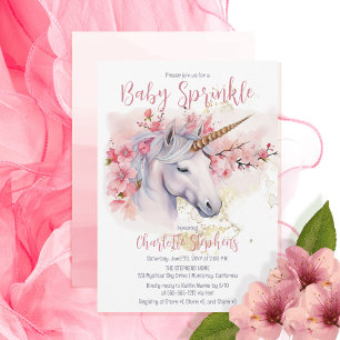 Mystieke Eenhoorn   Roze Bloemen Meisje Baby Sprin Kaart