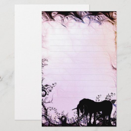 Mystieke Eenhoorn w / lijnen (mystiek) Briefpapier (Voorkant / Achterkant)