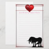 Mystieke Eenhoorn w / lijnen (valentijn hart) Briefpapier (Voorkant / Achterkant)