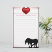 Mystieke Eenhoorn w / lijnen (valentijn hart) Briefpapier (Staand voorkant)