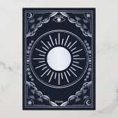 Mystieke Elegante Zilveren Marine Tarot Gotische H Folie Uitnodiging (Achterkant)