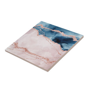 Mystieke elegantie  Blauwgroen blauw Blush roze Ag Tegeltje