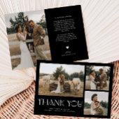 Mystieke Elegantie Fotocollage Bruiloft Zwart Bedankkaart