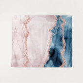 Mystieke Elegantie | Turquoise en Roze Goud Agaat Wandkleed (Voorkant (horizontaal))