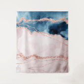 Mystieke Elegantie | Turquoise en Roze Goud Agaat Wandkleed (Voorkant)