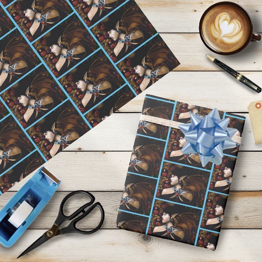 Mystieke Elfen Draak Gezel Vlinder Fantasie Cadeaupapier