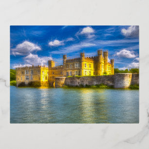 Mystieke Engelse kasteelkunst Folie Feestdagen Briefkaart