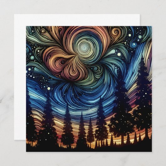 Mystieke Etherische Kunst met Bomen en Nachthemel (Voorkant / Achterkant)