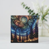 Mystieke Etherische Kunst met Bomen en Nachthemel (Staand voorkant)