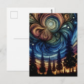 Mystieke Etherische Kunst met Bomen en Nachthemel Briefkaart (Voorkant / Achterkant)