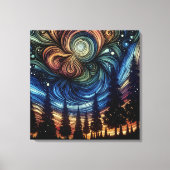 Mystieke Etherische Kunst met Bomen en Nachthemel Canvas Afdruk (Voorkant)