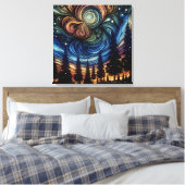 Mystieke Etherische Kunst met Bomen en Nachthemel Canvas Afdruk (Insitu (Slaapkamer))