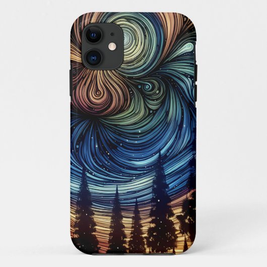 Mystieke Etherische Kunst met Bomen en Nachthemel Case-Mate iPhone Case (Achterkant)